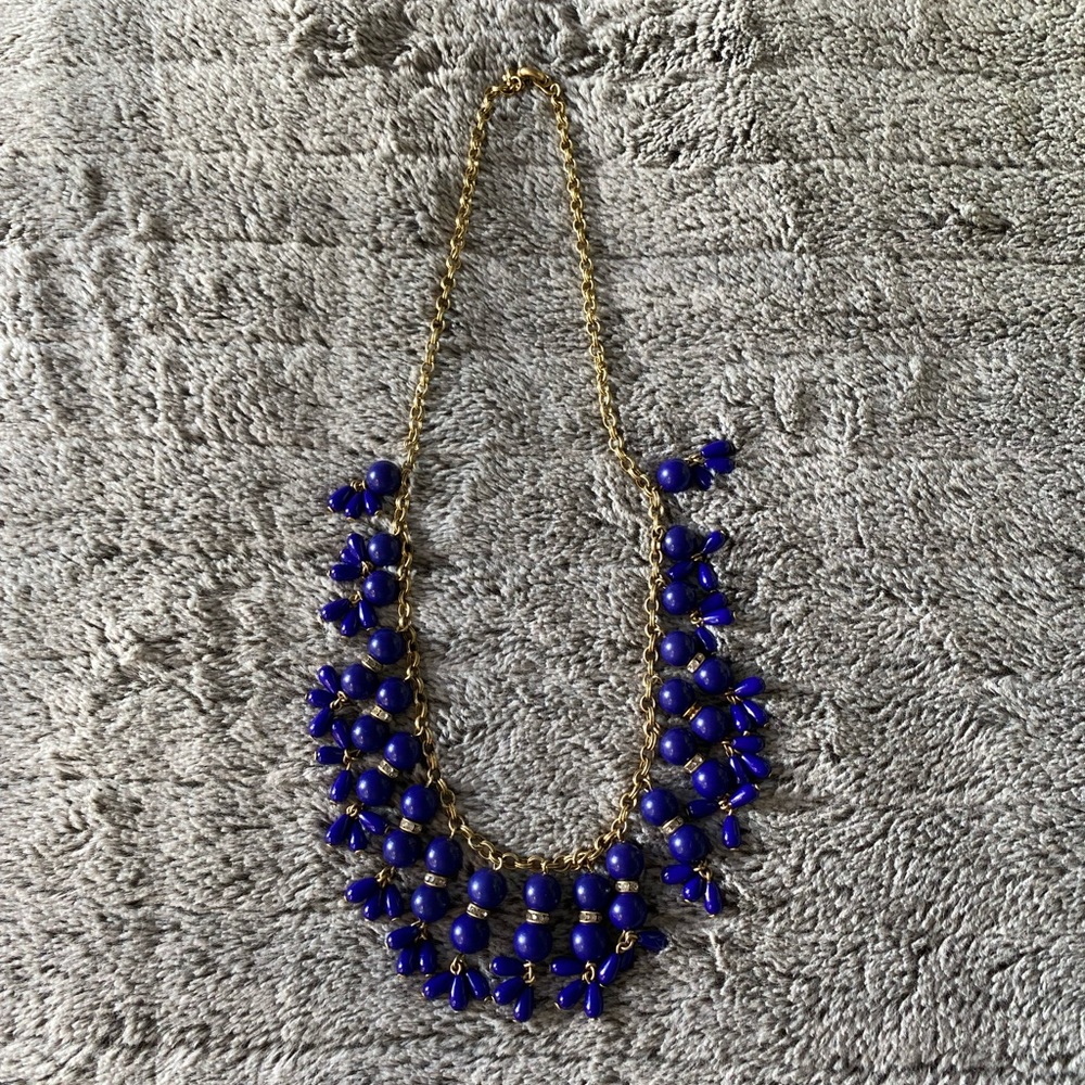 J Crew Blue Beaded Adjustable Statement Necklace - image 7